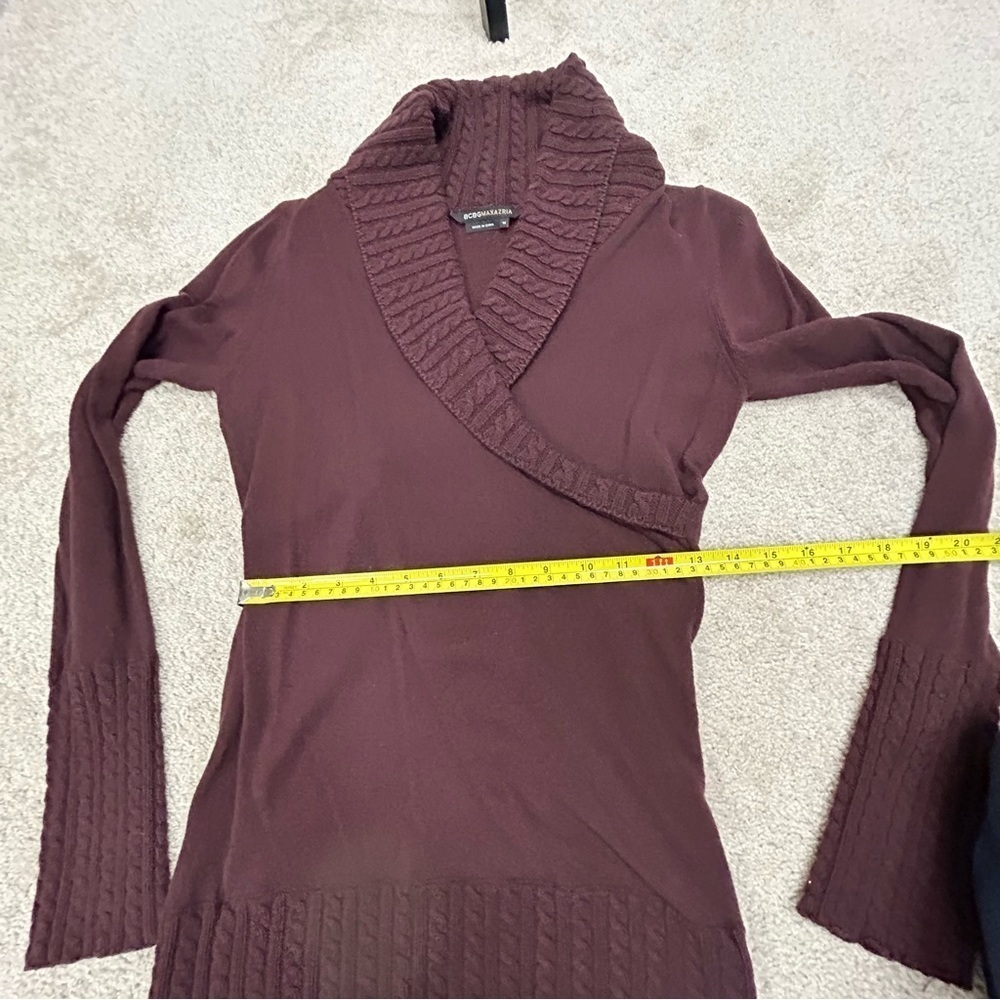 BCBGMAXAZRIA maroon burgundy knit sweater Sz M - Picture 5 of 7